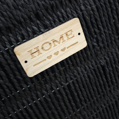 Panier à Linge Design "Home" en Osier Noir – Élégance & Rangement Naturel