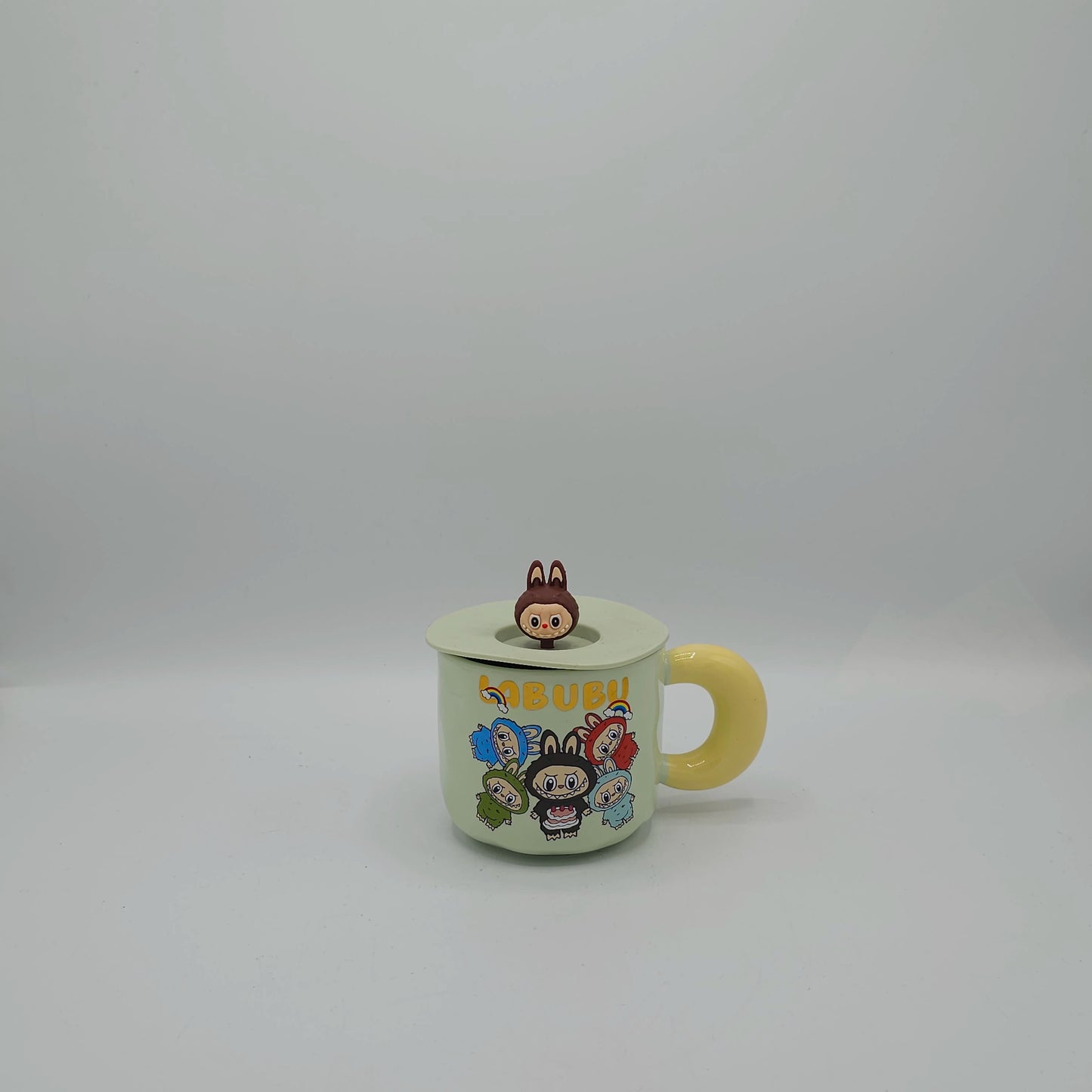 Mug Labubu Kawaii avec Couvercle et Figurine 3D - Tasse en Céramique Premium