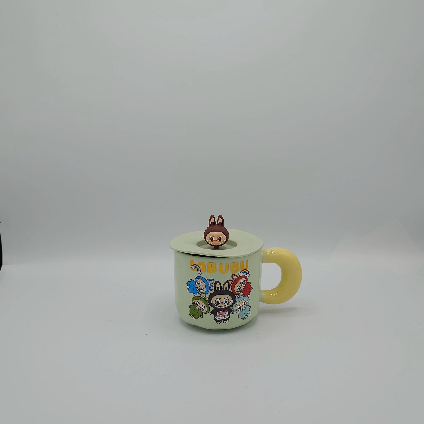 Mug Labubu Kawaii avec Couvercle et Figurine 3D - Tasse en Céramique Premium