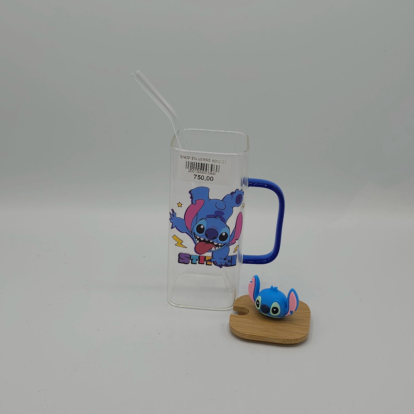 Verre à Smoothie Stitch avec Couvercle Bambou et Paille - Mug Design Kawaii