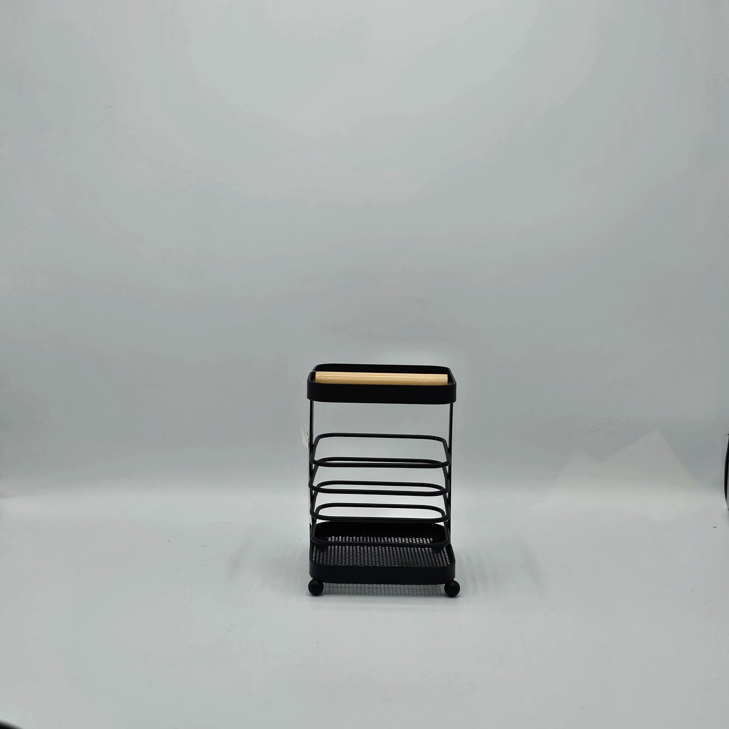 Porte-Ustensiles Design Industriel Noir Mat & Bois – Organisateur de Cuisine Moderne