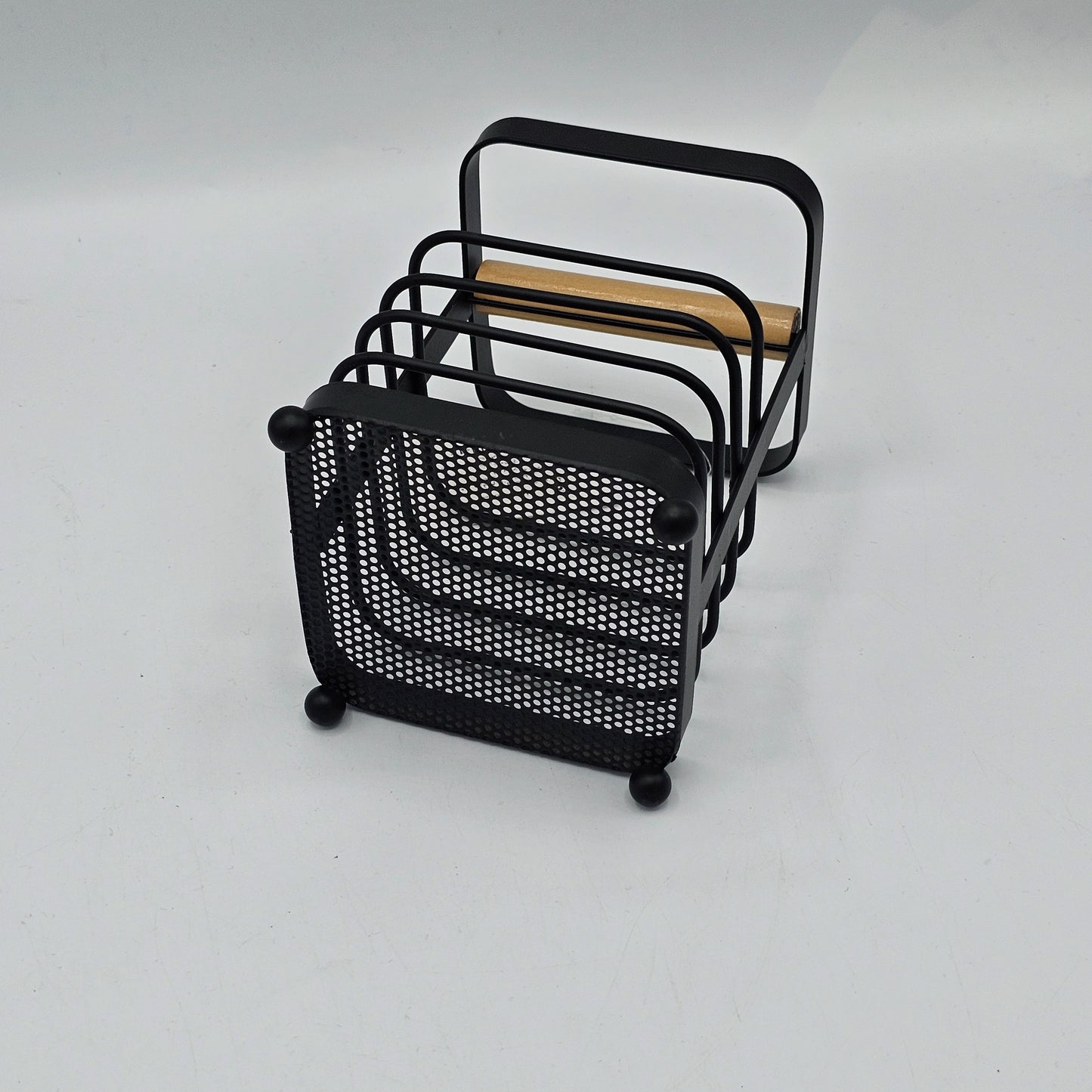 Porte-Ustensiles Design Industriel Noir Mat & Bois – Organisateur de Cuisine Moderne