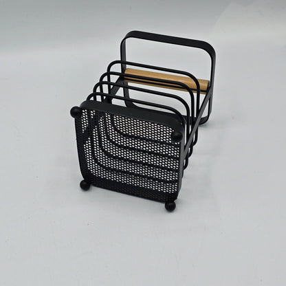 Porte-Ustensiles Design Industriel Noir Mat & Bois – Organisateur de Cuisine Moderne
