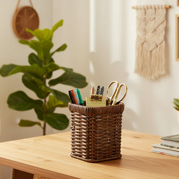 Panier de Rangement Carré Tressé Noir – Style Rotin Élégant & Durable