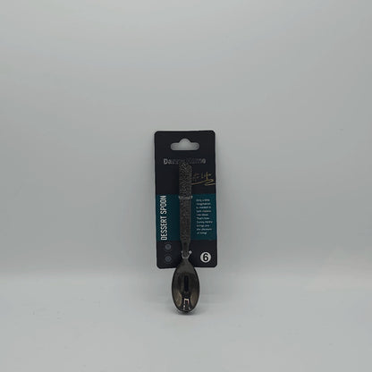 Lot de 6 Cuillères à Dessert Premium Noir Martelé - Danny Home