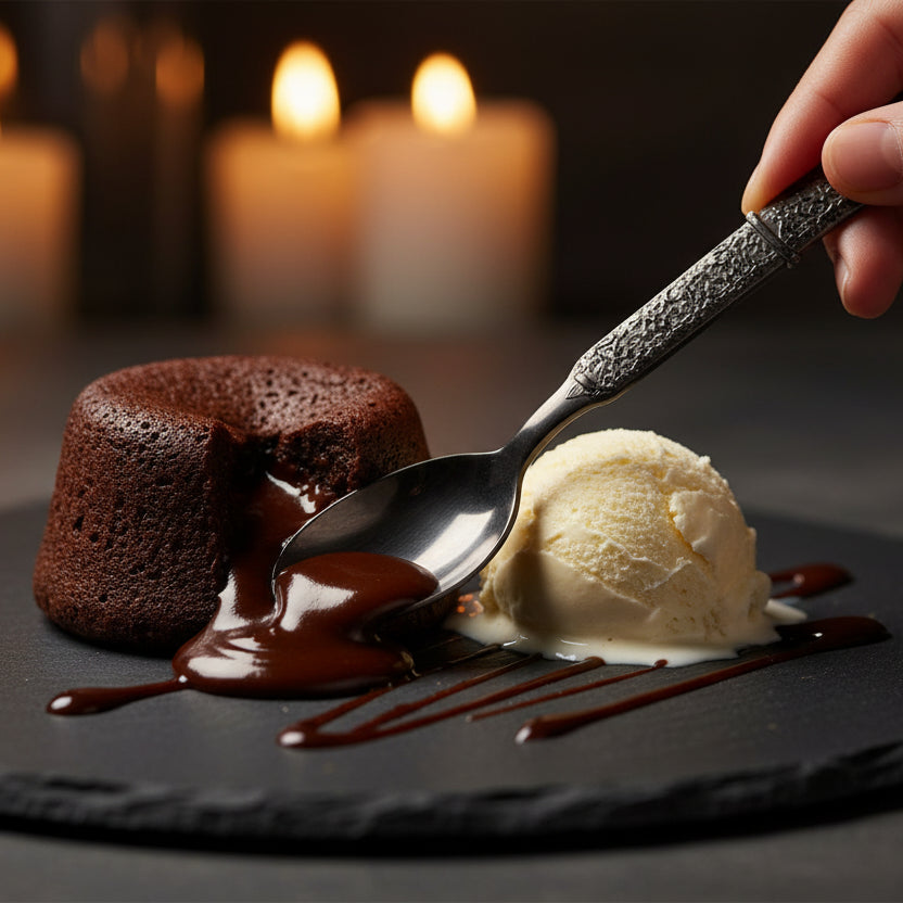 Lot de 6 Cuillères à Dessert Premium Noir Martelé - Danny Home