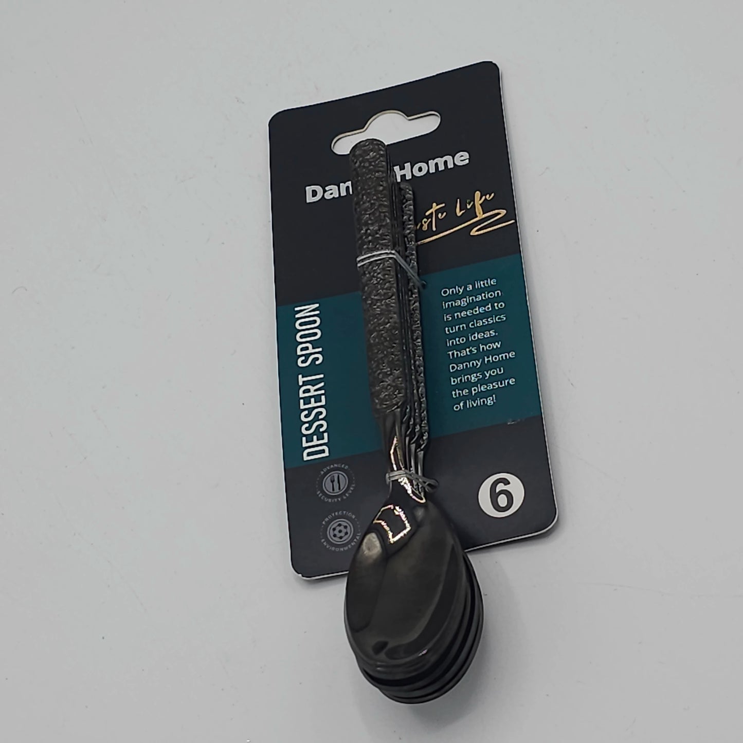 Lot de 6 Cuillères à Dessert Premium Noir Martelé - Danny Home