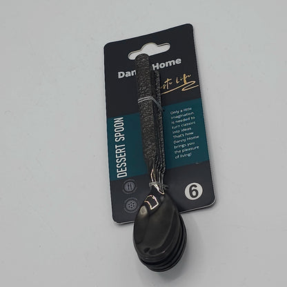 Lot de 6 Cuillères à Dessert Premium Noir Martelé - Danny Home