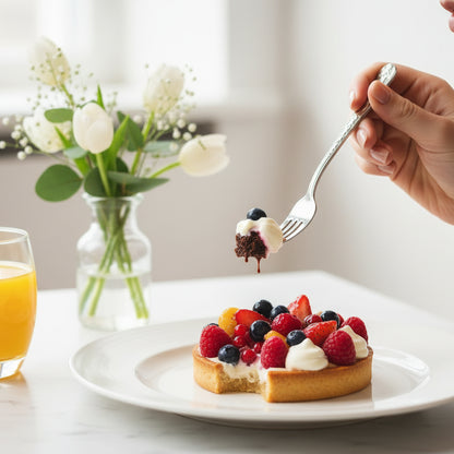 Set de 6 Fourchettes à Dessert en Acier Inoxydable Motif Gravé - Danny Home