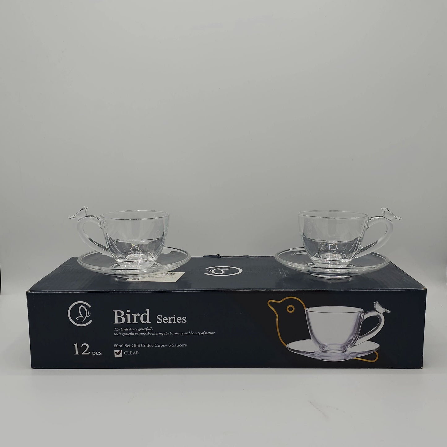 Coffret Service à Café "Bird Series" en Verre Cristallin - Set de 12 Pièces