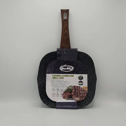 Poêle Grill Carrée 24cm en Aluminium Forgé - Revêtement Marbre Anti-Adhésif