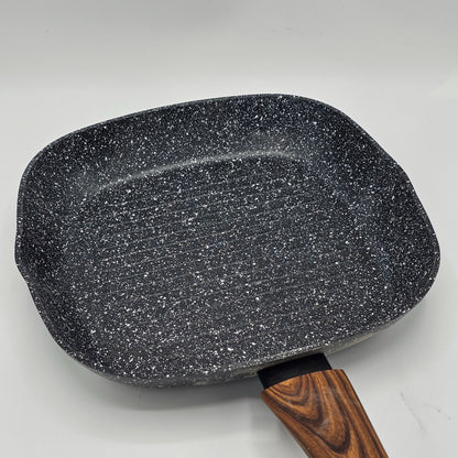 Poêle Grill Carrée 24cm en Aluminium Forgé - Revêtement Marbre Anti-Adhésif