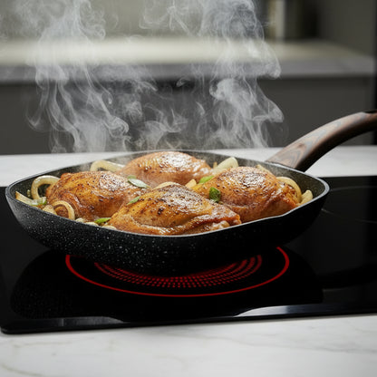 Poêle Grill Carrée 24cm en Aluminium Forgé - Revêtement Marbre Anti-Adhésif