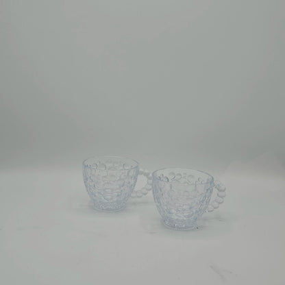 Set de 6 Tasses en Verre Perlé "Cherry Tea" – Élégance Givrée & Design Bulles