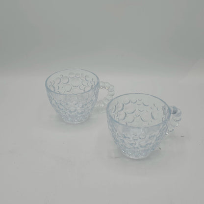 Set de 6 Tasses en Verre Perlé "Cherry Tea" – Élégance Givrée & Design Bulles