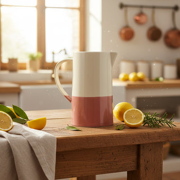 Pichet en Céramique Bicolore Minimaliste - Carafe Design "Terres Contrastées"
