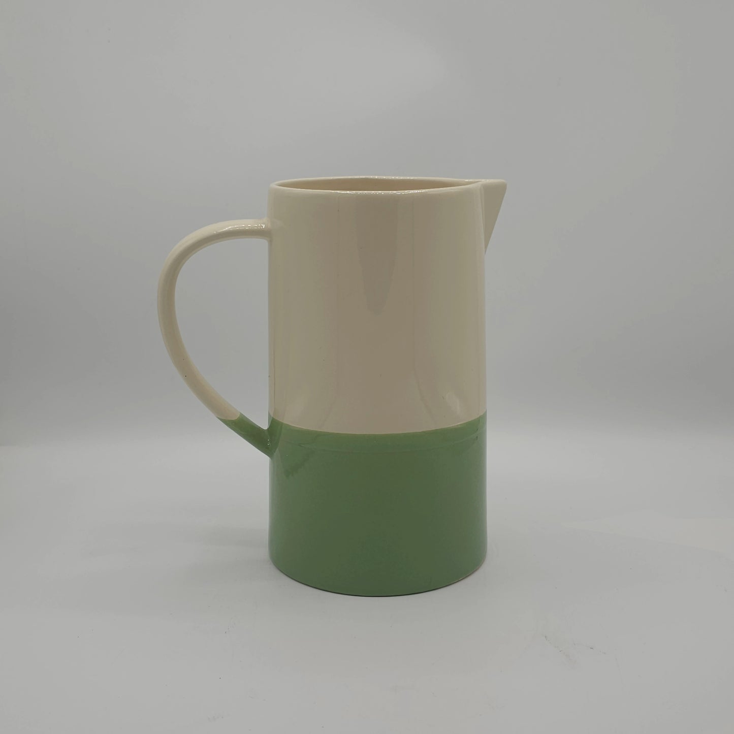 Pichet en Céramique Bicolore Vert Sauge et Crème