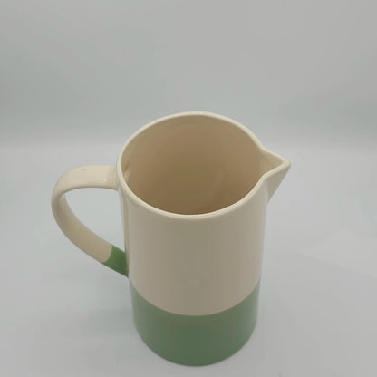 Pichet en Céramique Bicolore Vert Sauge et Crème