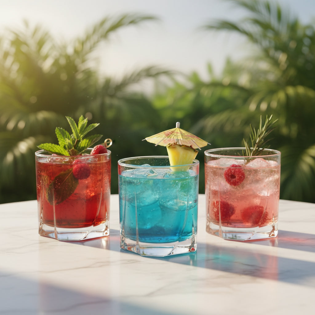 Coffret de 6 Verres Bas Paşabahçe "Luna" - Base Géométrique Teintée Rose (368ml)
