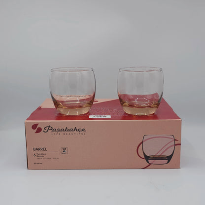 Coffret de 6 Verres Paşabahçe "Barrel" - Fond Teinté Rose (340ml)