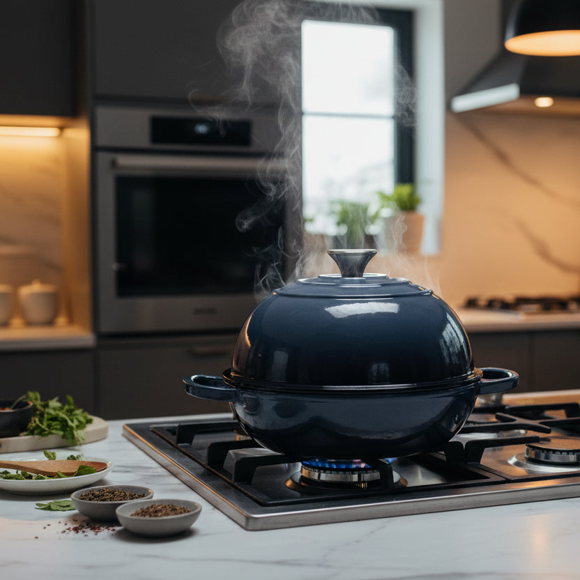 Tajine en Fonte Émaillée Premium - Bleu Océan