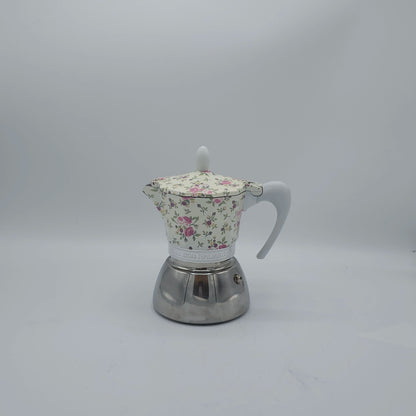 Cafetière Italienne Moka G.A.T. "Espresso Italiano" - Motif Floral Vintage