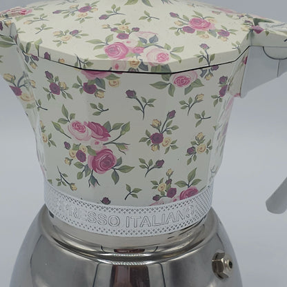 Cafetière Italienne Moka G.A.T. "Espresso Italiano" - Motif Floral Vintage