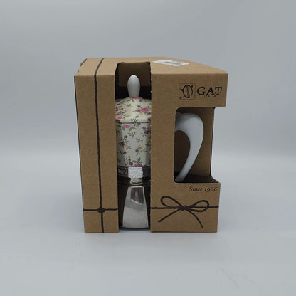 Cafetière Italienne Moka G.A.T. "Espresso Italiano" - Motif Floral Vintage