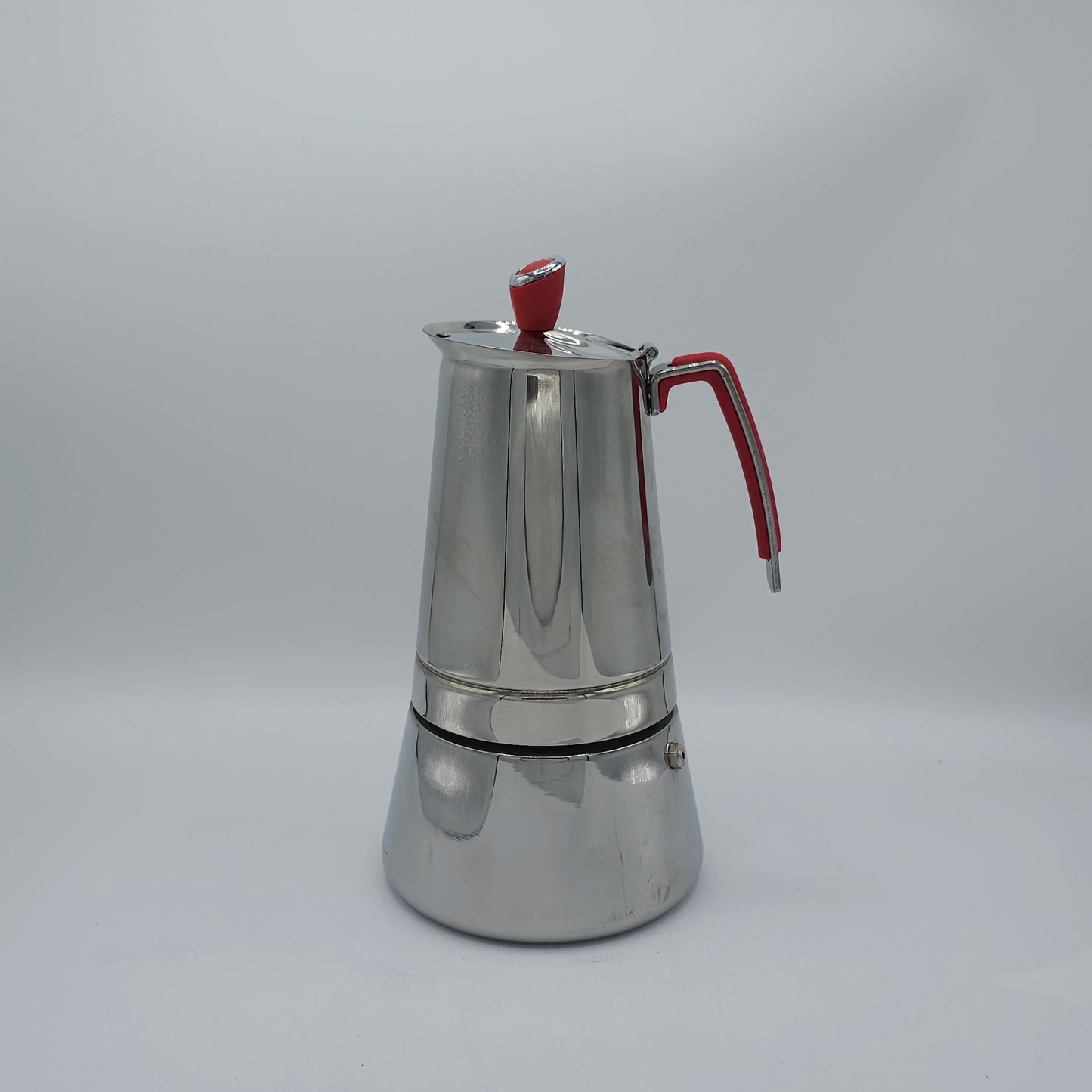 Cafetière Italienne Authentique en Inox G.A.T. - Design Élégant & Poignée Rouge