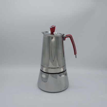 Cafetière Italienne Authentique en Inox G.A.T. - Design Élégant & Poignée Rouge