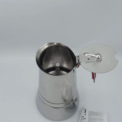 Cafetière Italienne Authentique en Inox G.A.T. - Design Élégant & Poignée Rouge
