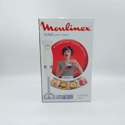 Mixeur Plongeant Moulinex Soleil 450W - Design Rétro Ivoire & Pied Inox