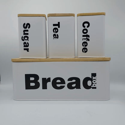 Set de Rangement Cuisine Design – Boîte à Pain & Trio de Bocaux