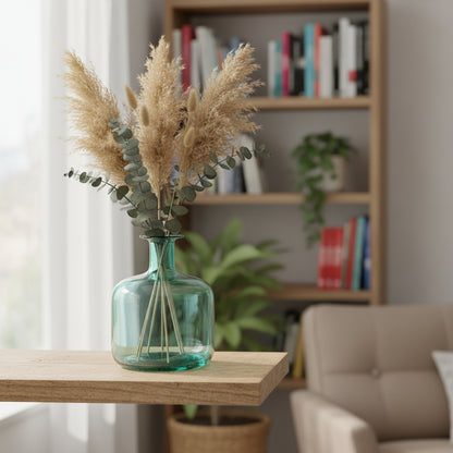 Carafe Vase en Verre Soufflé Bleu Vert Style Épuré