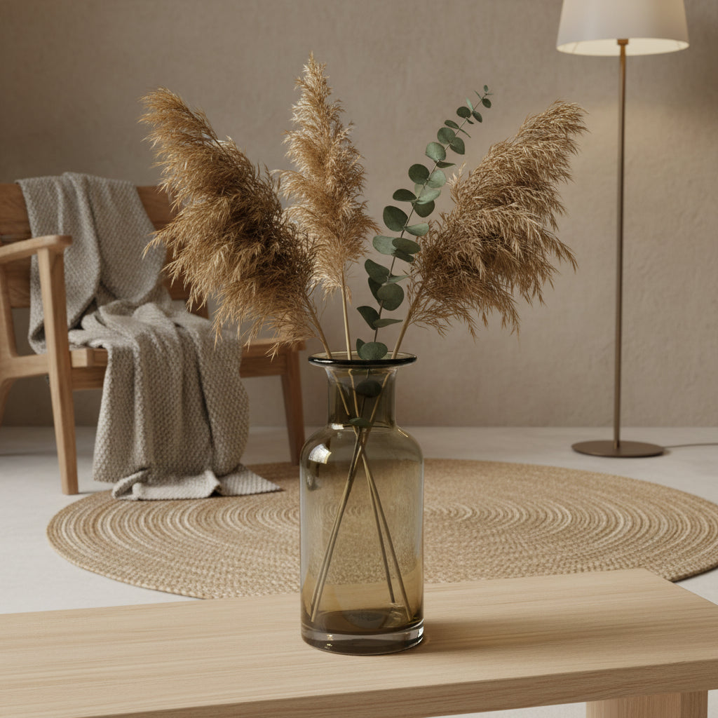 Vase Soliflore en Verre Fumé Gris Élégant