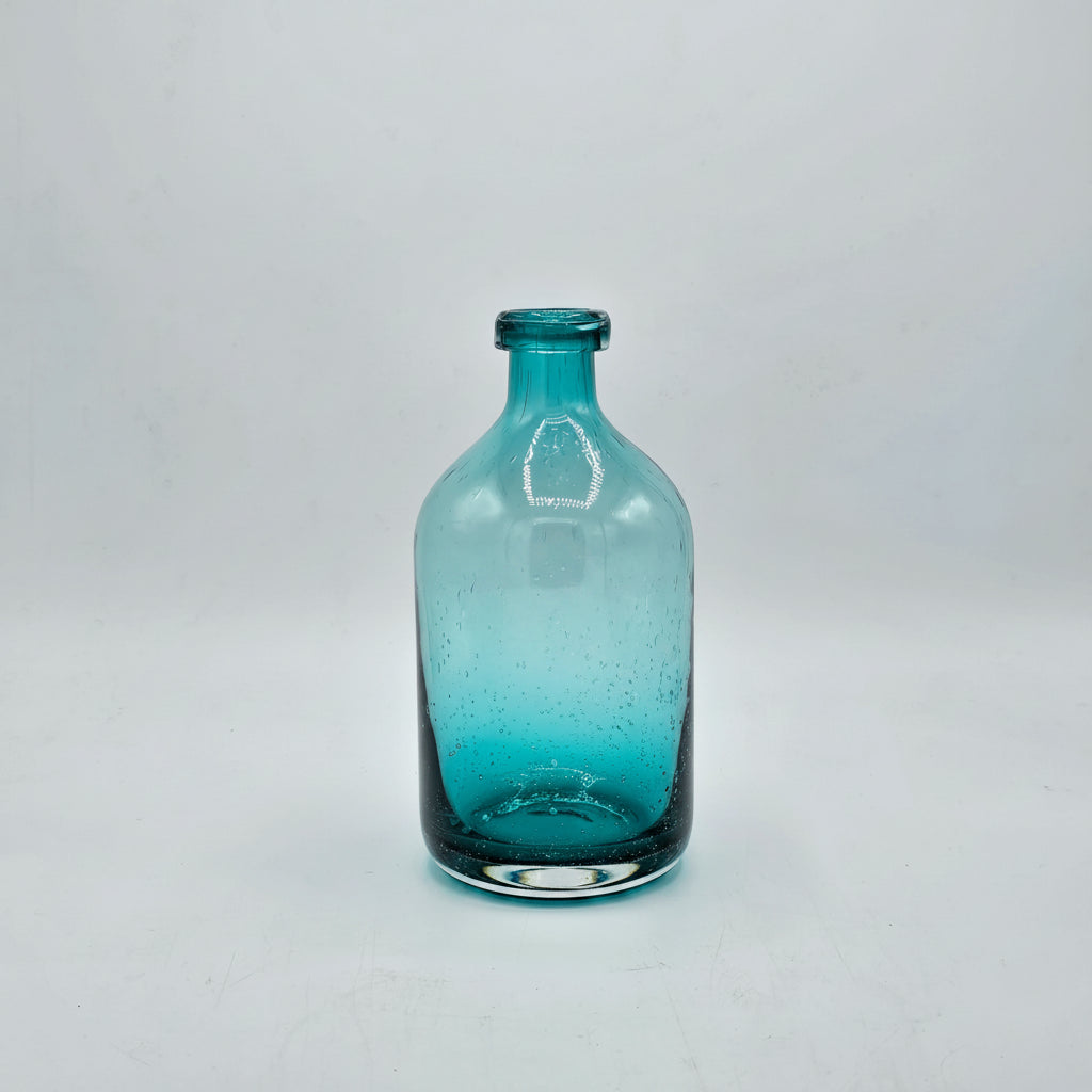 Carafe Décorative en Verre Bleu Turquoise Effet Bulles