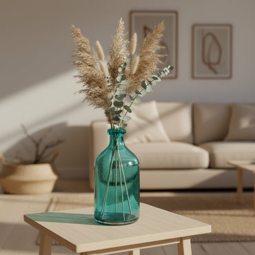 Carafe Décorative en Verre Bleu Turquoise Effet Bulles