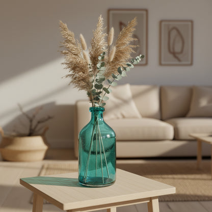 Carafe Décorative en Verre Bleu Turquoise Effet Bulles