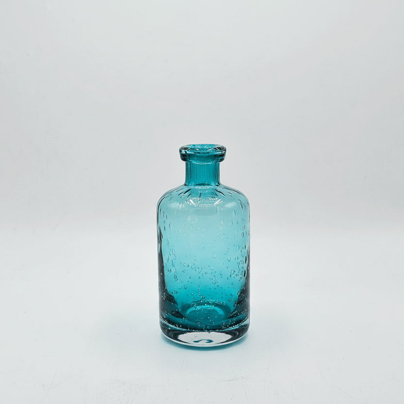 Petite Carafe Décorative en Verre Bleu Effet Bulles