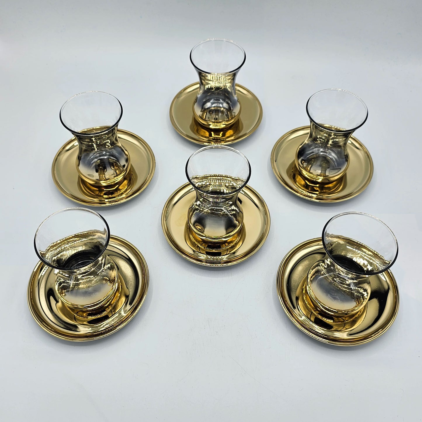 Service à Thé Turc Élégant Or – Coffret de 6 Verres et Sous-tasses byart