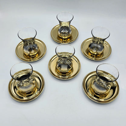 Service à Thé Turc Élégant Or – Coffret de 6 Verres et Sous-tasses byart