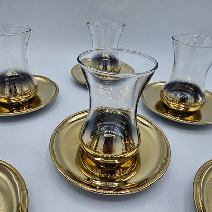 Service à Thé Turc Élégant Or – Coffret de 6 Verres et Sous-tasses byart
