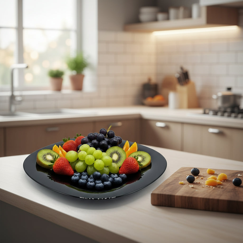 Assiette Plate Carrée Noire - Collection Luminarc Carine