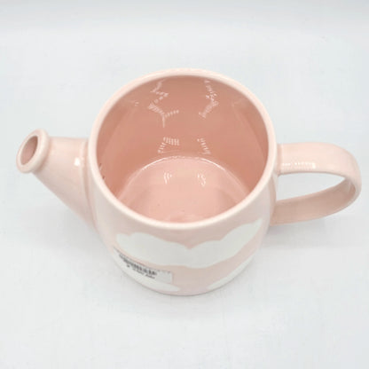 Théière en Céramique Nuage Rose – Couvercle Pomme Rouge Mignon