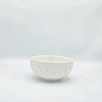 Bol en Céramique Blanche  5,5 cm avec Motifs Arabesques en Relief