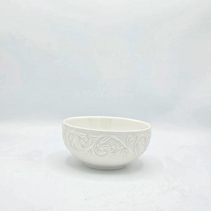 Bol en Céramique Blanche  5,5 cm avec Motifs Arabesques en Relief
