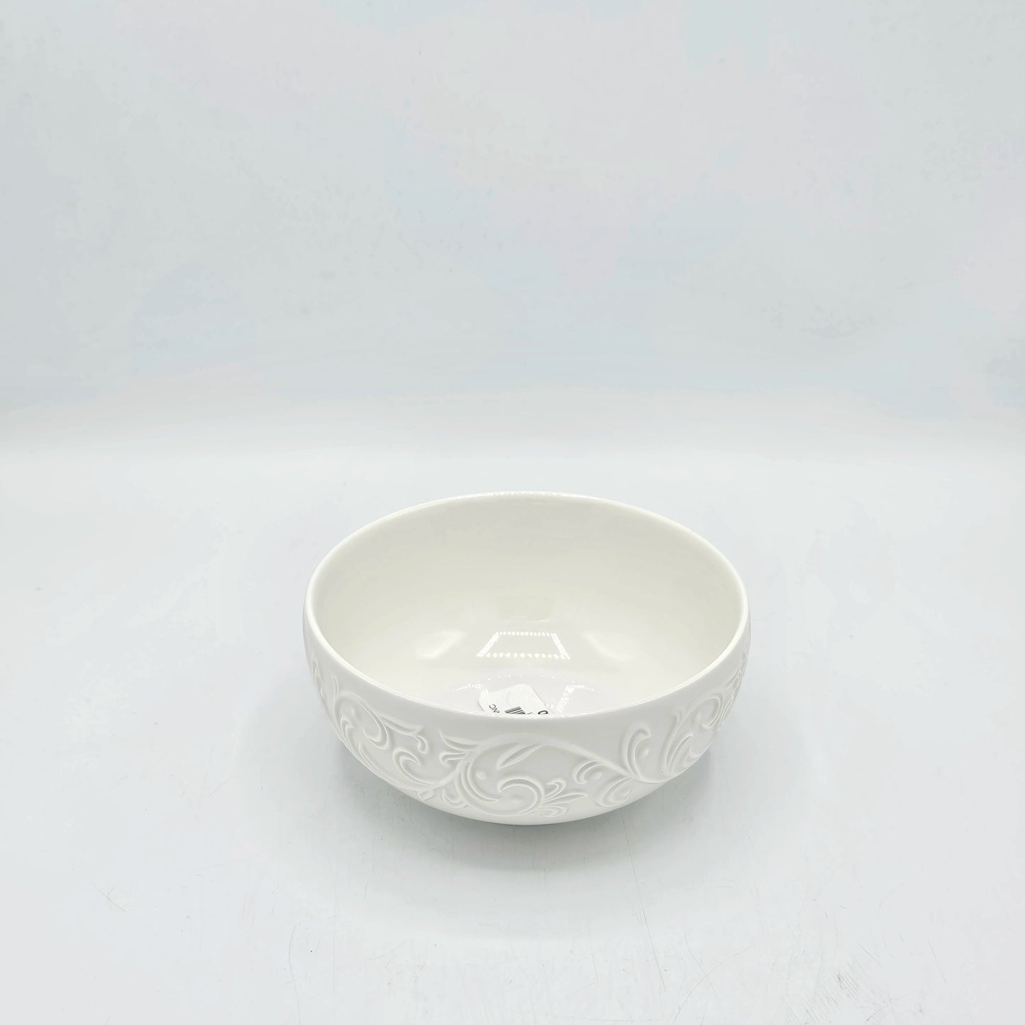 Bol en Céramique Blanche  5,5 cm avec Motifs Arabesques en Relief