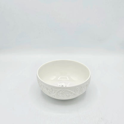 Bol en Céramique Blanche  5,5 cm avec Motifs Arabesques en Relief
