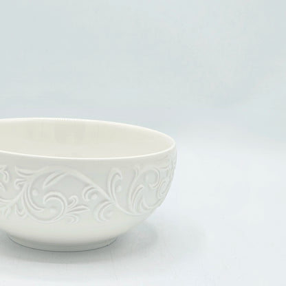 Bol en Céramique Blanche  5,5 cm avec Motifs Arabesques en Relief