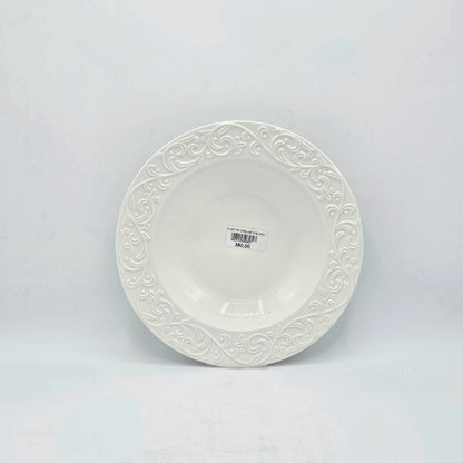Assiette Creuse Blanche à Reliefs Arabesques - 9 cm